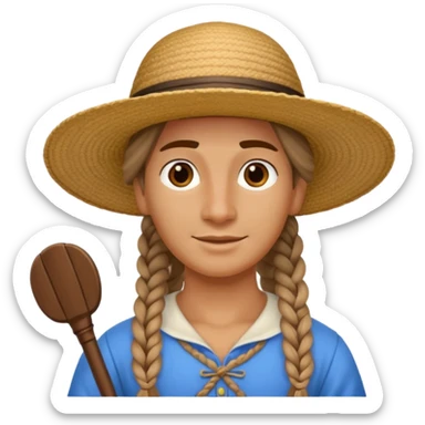 venice gondolier with long braided hair, iconic hat  sticker