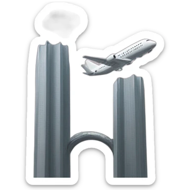 Plane flying in two similar towers sticker