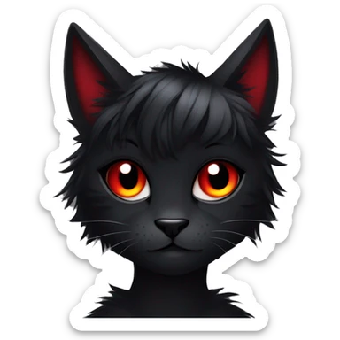 Anthro Edgy Cool Beautiful Black Cat-Fursona with Emo Hair-bangs with Red Streaks sticker