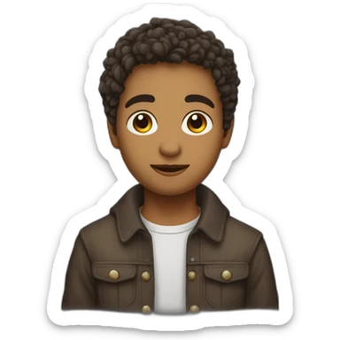 Garçon métisse cheveux bouclés avec un taper oreilles percée sticker