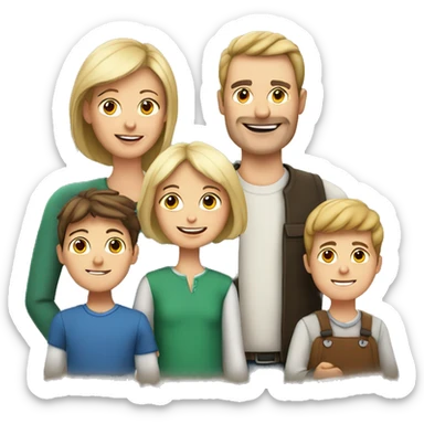 European Family with mum and dad and two boys sticker
