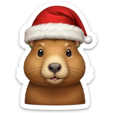 Una capibara con gorro navideño sticker