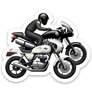 An icon showing a motorcycle and car racing side by side, leaving trails of speed and excitement. The silhouettes merge, symbolizing the thrill of adventure, custom tuning, and the freedom of the open road. A dynamic design on a transparent background, evoking passion for both vehicles. sticker