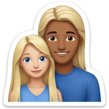 blonde hair blue eyes woman embracing a taller man who has brown skin and dark hair more like the first one make the man taller and the woman have long hair and both smiling sticker