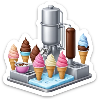 Ice cream factory with machines and production lines sticker