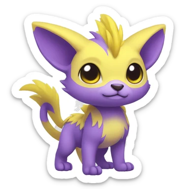 Cute cool purple yellow animal hybrid Fakemon full body sticker