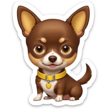 Chihuahua color chocolate con un collar amarillo sticker