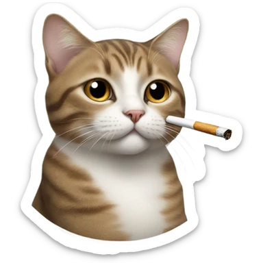 Cat with a cigarette sticker