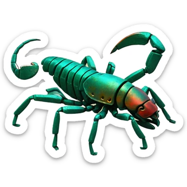Black red gold green cyan rusty grunge effect scratched patina scorpion with stinger large stinger tail scorpion tail scorpion sting  sticker