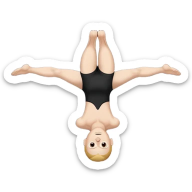 a white person with their body turned upside down on a black background sticker