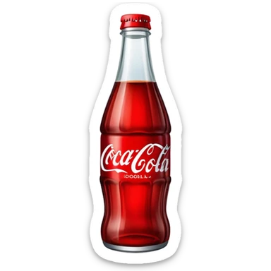 classic curved Coca-Cola style glass bottle with red liquid inside sticker