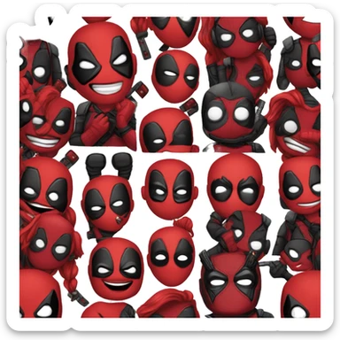 Un héro en costume rouge et noir qui ressemble beaucoup à Deadpool  sticker