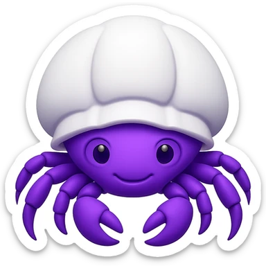 hermit crab should be violet and the shell should be white, emoji style sticker
