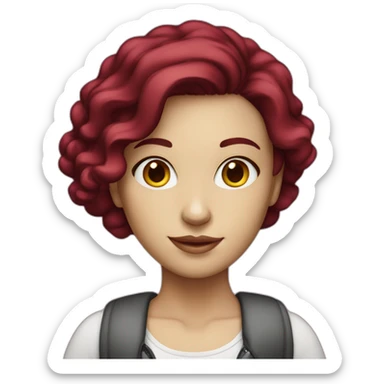 Girl burgundy hair,white skin with macbook sticker