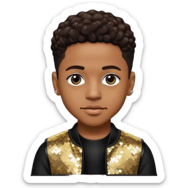 Lil Fizz from B2K with dark brown hair, black sequin outfit sticker