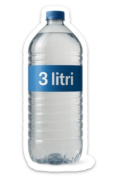 bottiglia di acqua con scritto 3 litri sticker