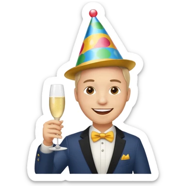 Emoji de un holbre feliz de festejo solo cabeza  sticker