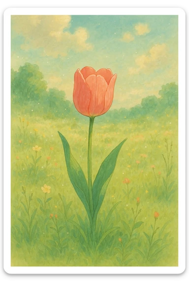a tulip flower, natural colors, soft, fairy-like atmosphere,  sticker