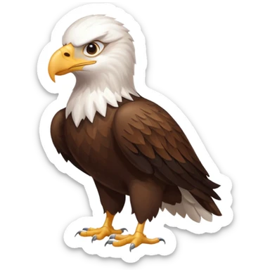 Create a single emoji of a Eagle in full body, shown at a slight side angle in a natural, characteristic pose. Cute and stylized like an emoji, but clearly recognizable.
 sticker