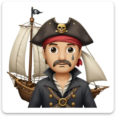 pirate with eye sailing a ship in strom sea background sticker
