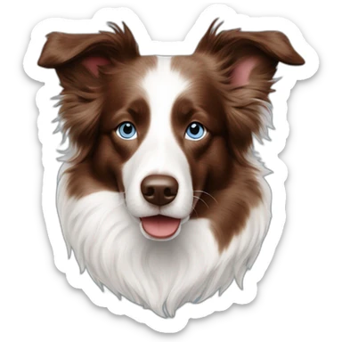 White brownish spotted red merle border collie with blue eyes sticker