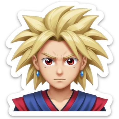 Yugi from Yu-Gi-Oh as an emoji, determined face, hair blowing, Millennium Puzzle, dramatic lighting sticker