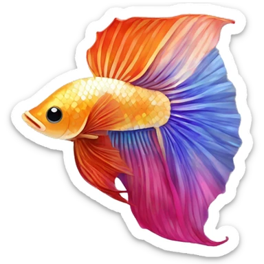 Mosaic colorful beautiful long flared fins betta fish sticker