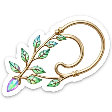 Elvish Druidic natural realistic iridescent fae shiny sparkly translucent diaphanous ear climber ear cuff ear piece apparel sticker