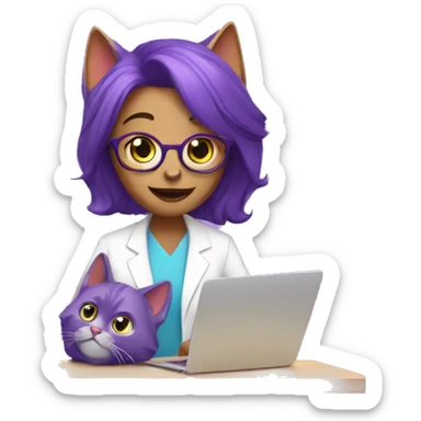 Purple humanised Cat psychologist leads the session sticker