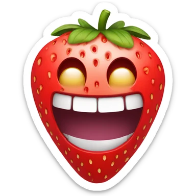 Laughing emoji in form of strawberry  sticker