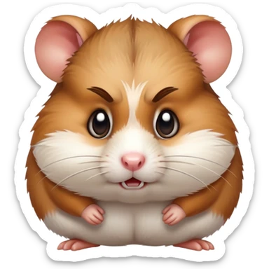 angry hamster with puffed cheeks and furrowed brows sticker