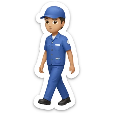emoji of delivery man is going somewhere to the right , he is sad, he is dressed in work uniform sticker