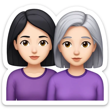 mom has grey hair and teenage daughter has black hair duo black girls  sticker