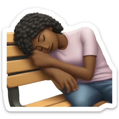 Girl asleep on park bench sticker