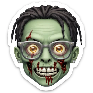 zumbi com grillz de diamante no dente, com nudread preto e óculos quadrado sticker