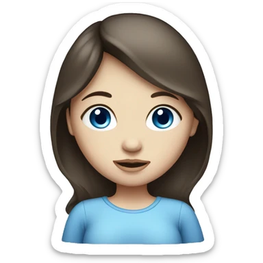 Brunette, white with blue eyes pregnant girl sticker