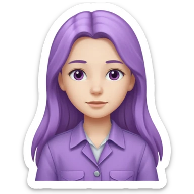lilac girl with long hair worker sticker