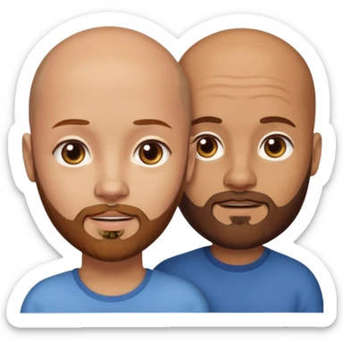 Couple. A bald man with brown beard and a girl with light skin dark yellowish brown auburn hair. sticker