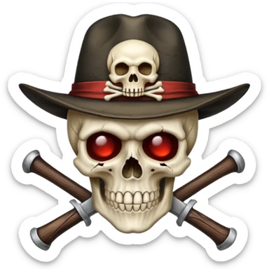A skull and crossbones wearing a vampire hunter hat. sticker