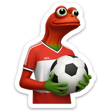 red pepe frog in soccer jersey sticker