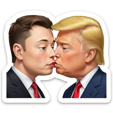 elon musk and donald trump kissing  sticker