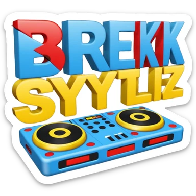 un gif texte qui défile  "BREAKSTYLEZ TV"  change de couleur sur fond noir sur le theme dj sticker