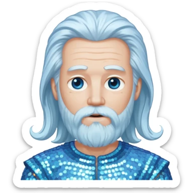Uranus, The Father Sky with long white hair and beard, pale blue sequin outfit sticker