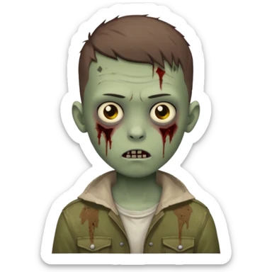 boy zombie with an brown buzzcut hairstyle sticker