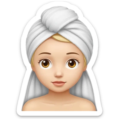 a girl relaxing with a towel in her head sticker