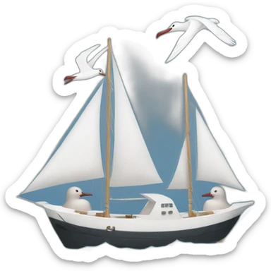 two albatrosses and one sailboat sticker