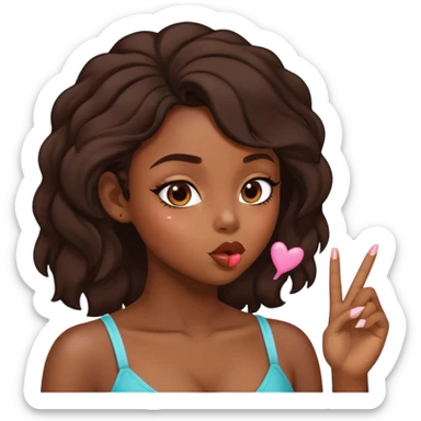 Black girl with edges blowing a kiss sticker