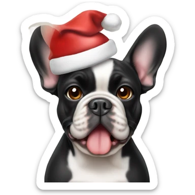 Black and tan French bulldog with Santa hat sticker