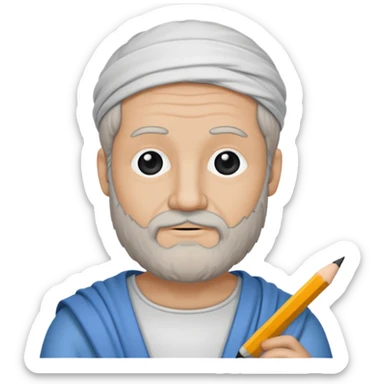 Aristotle drawing as a black outline icon, no fill, hand-drawn look sticker