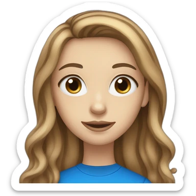 long light brown hair woman with blue eyes black stripy t-shirt sticker